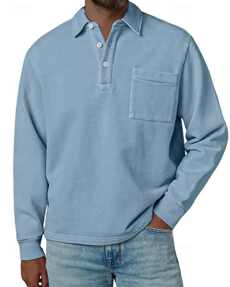 Per uomo Maglia da golf Polo da Golf Casuale Lavoro Bavero Manica Lunga Essenziale Moderno Semplice Bottoni Tasca Frontale Primavera Autunno Vestibilità regolare Blu Nero Blu marino Viola Marrone del 2026 a $31.99 –P1