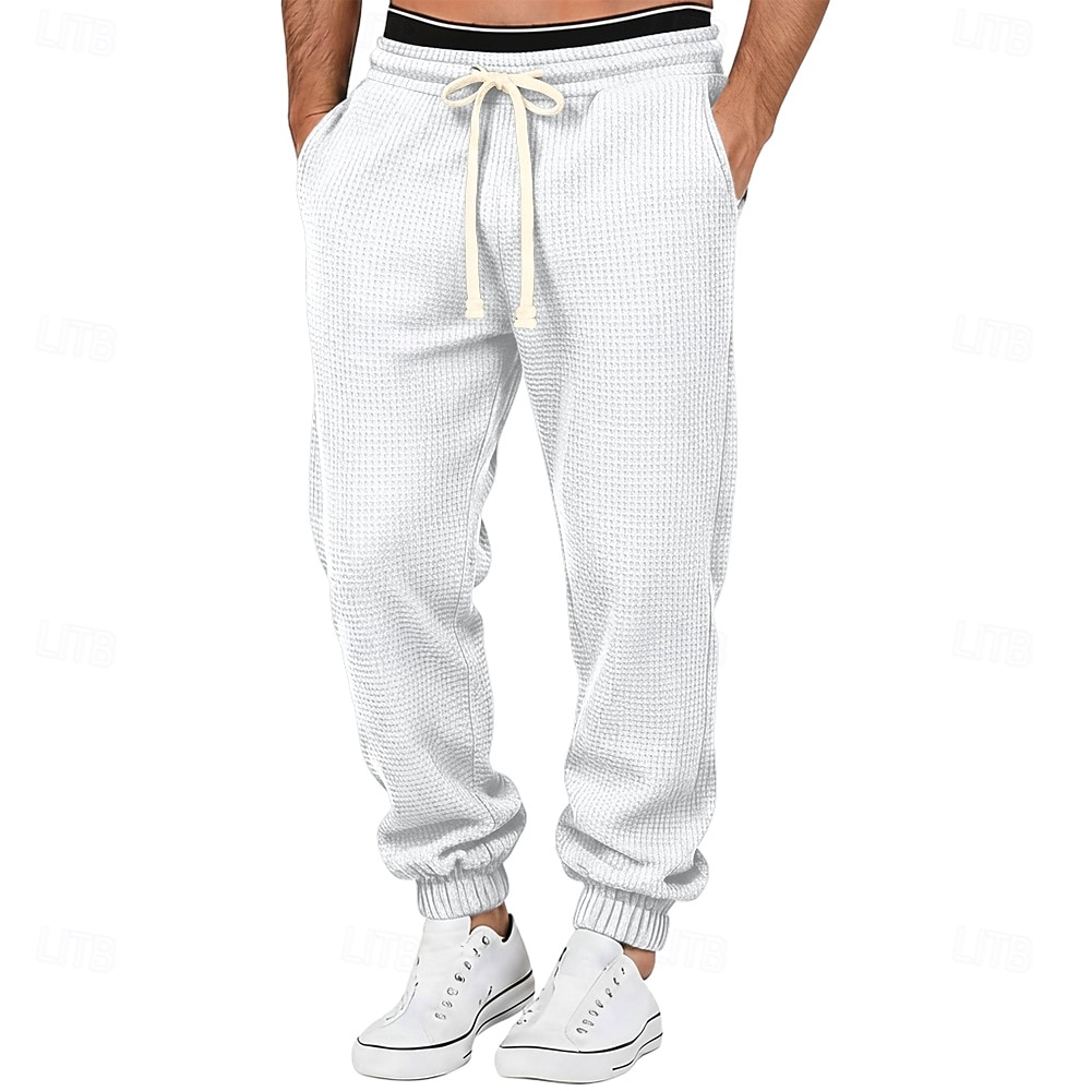 Pánské Vaflová Tepláky Běžec Kalhoty Kalhoty pro volný čas Šňůrky Elastický pas Bez vzoru Prodyšné Plná délka Ležérní Denní Outdoorové sporty prázdniny Módní Vodní modrá Džínová modrá Lehce elastické 2026 - $21.99 –P8