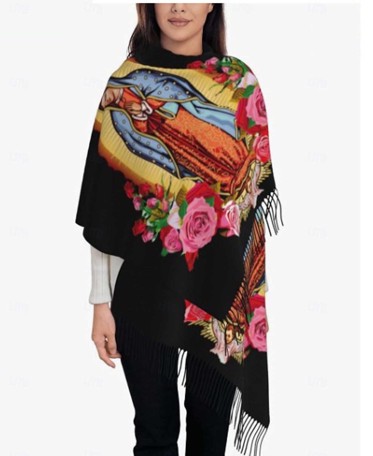 Арабский шарф для женщин, этнический стиль, шаль-накидка на голову, молитвенная шаль, легкий богемный шейный платок, универсальный модный аксессуар на все времена года 2025 - $19.49 –P2