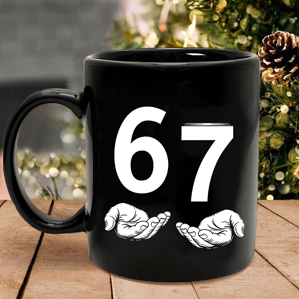 67 meme-krus morsom gave kaffekrus hysterisk morsomt talldesign med åpne hender perfekt gaveidé til kaffeentusiaster unik bursdags- eller høytidsgaveidé 2026 - $16.99 –P2