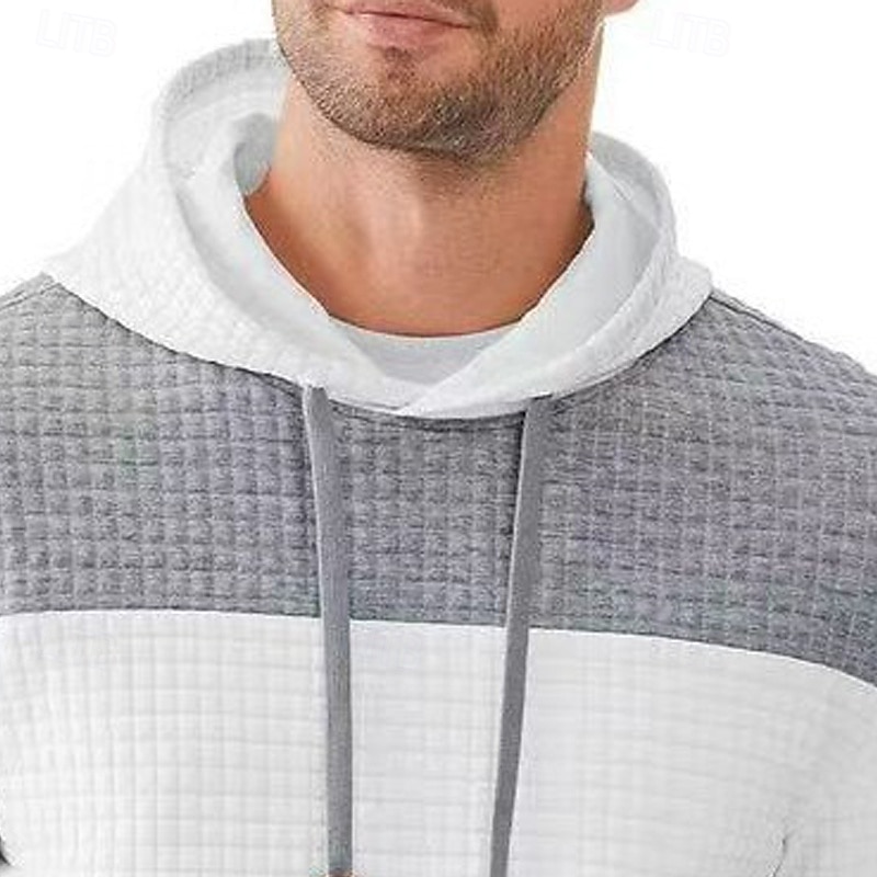 Homens Moletom Moletons Waffle Estacionar Preto Verde Tropa Azul Marinha Cáqui Cinza Claro Com Capuz Tecido Patchwork Bloco de cor bolso canguru Casual Diário Desportos e Ar livre Poliéster Roupa de de 2026 por $28.99 –P7
