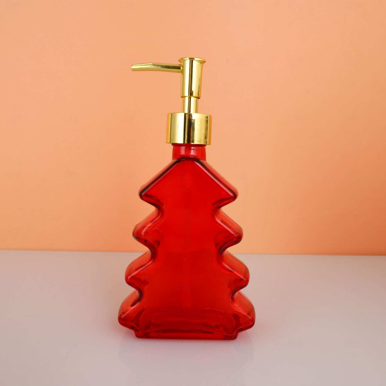 Glass Christmas Tree Hand Pump Dispenser Bottle - 300ml Red/Green Reusable Travel-Sized Soap/Lotion/Cleanser Container with Golden Reindeer Snowflake Design for Kitchen, Bathroom, Office - Durable 2026 - $6.99 –P18