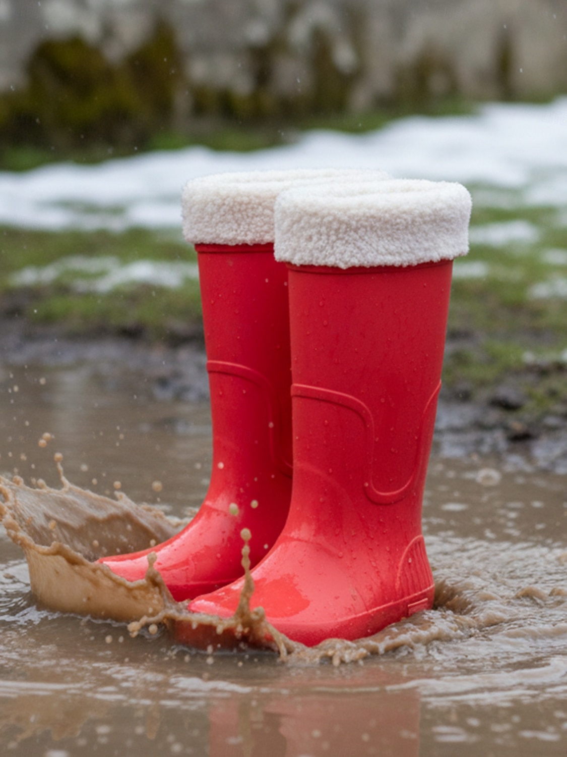Bottes de pluie rouges imperméables pour femmes avec revers amovible en fausse fourrure – des chaussures résistantes et élégantes pour les intempéries, les aventures en plein air et les activités de jardinage. de 2026 ? $46.99 –P1