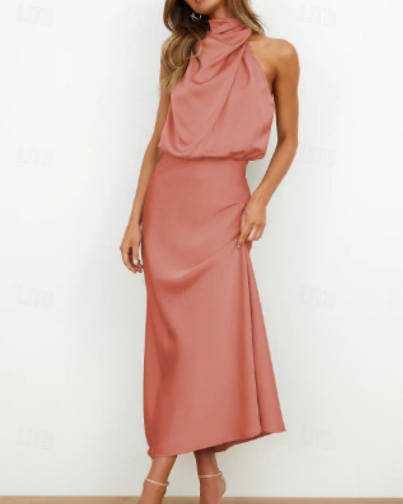 Mulheres Vestido midi Vestido Longo Vestido Maxi vestido de cetim Vestido de formatura Vestido de festa Elegante Moda Moderno Festa de Noite Festa Ocasião Especial Normal Delgado Tecido Sem Manga de 2026 por $22.99 –P2