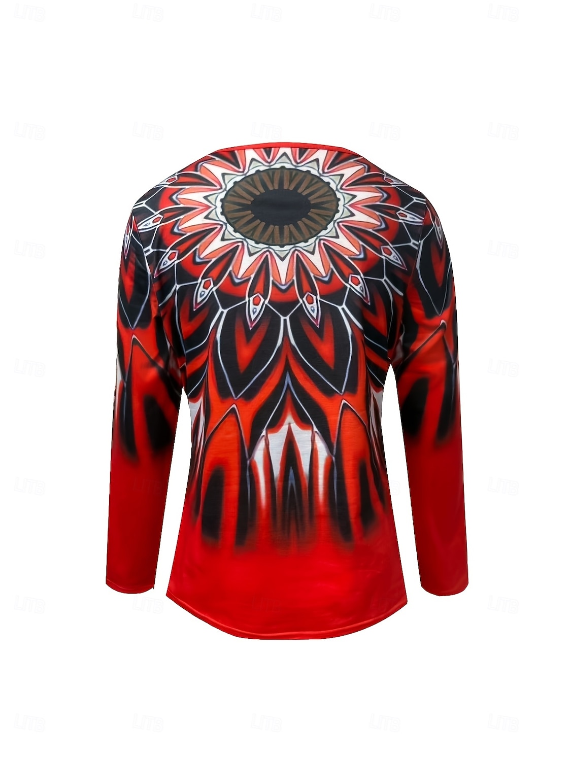 Dámské Tričko Vystřižený Tisk Grafika Geometrický Abstraktní Vinobraní stylové Klasické Dlouhý rukáv Do V Běžné topy Denní Vodní modrá Rubínově červená Jaro Podzim Zima 2026 - $24.99 –P3