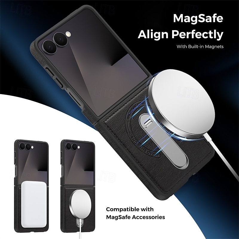 Phone Case For Samsung Galaxy Z Flip 7 Z Flip 6 Z Flip 5 Z Flip 4 Z Flip 3 Back Cover Magnetic Adsorption with Stand Holder Magnetic Support Wireless Charging Retro PC PU Leather 2026 - $20.99 –P2