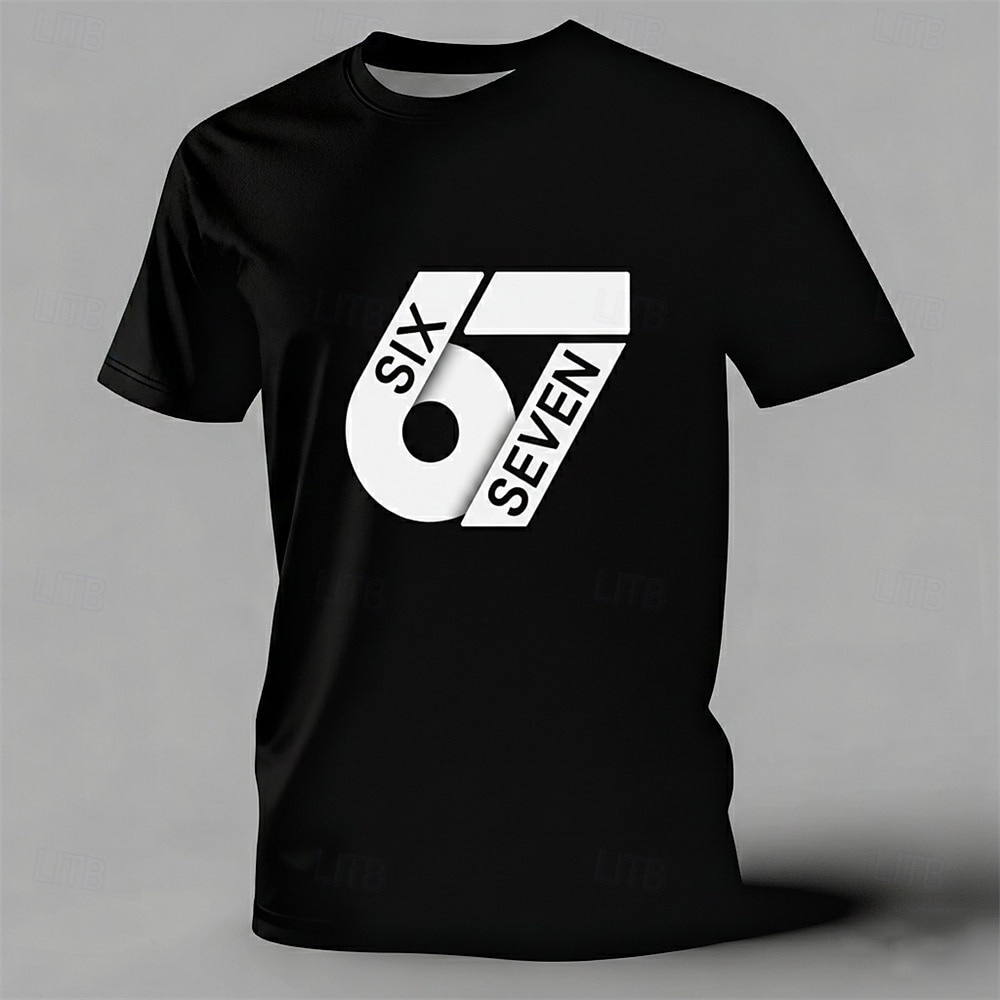 2026年 男性用 グラフィック 67 Tシャツ 面白いTシャツ 半袖シャツ 半袖 Tシャツ 3Dプリント クルーネック シャツ ファッション デザイナー ベーシック 日常 バケーション ストリート ブラック イエロー ルビーレッド 夏 春 衣類 S M L XL XXL XXXL  コレクション – $20.99 –P1