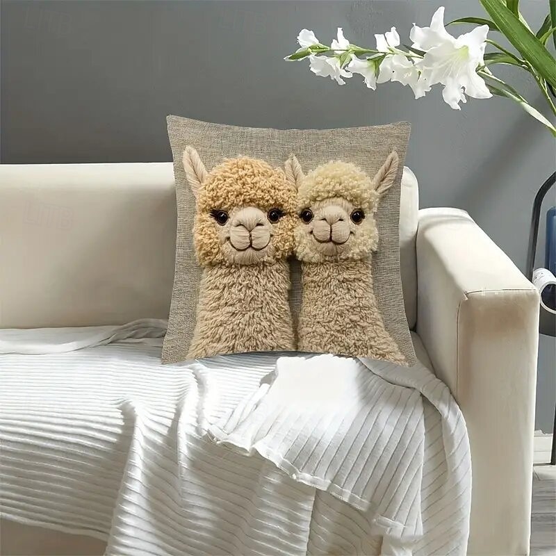 Two Alpacas Single Side Printed Pillow Covers with 2D Flat Print 45x45cm Decorative Cushion Cases for Home Living Room Bedroom Sofa Accent Throw Pillows 2026 - $9.99 –P5