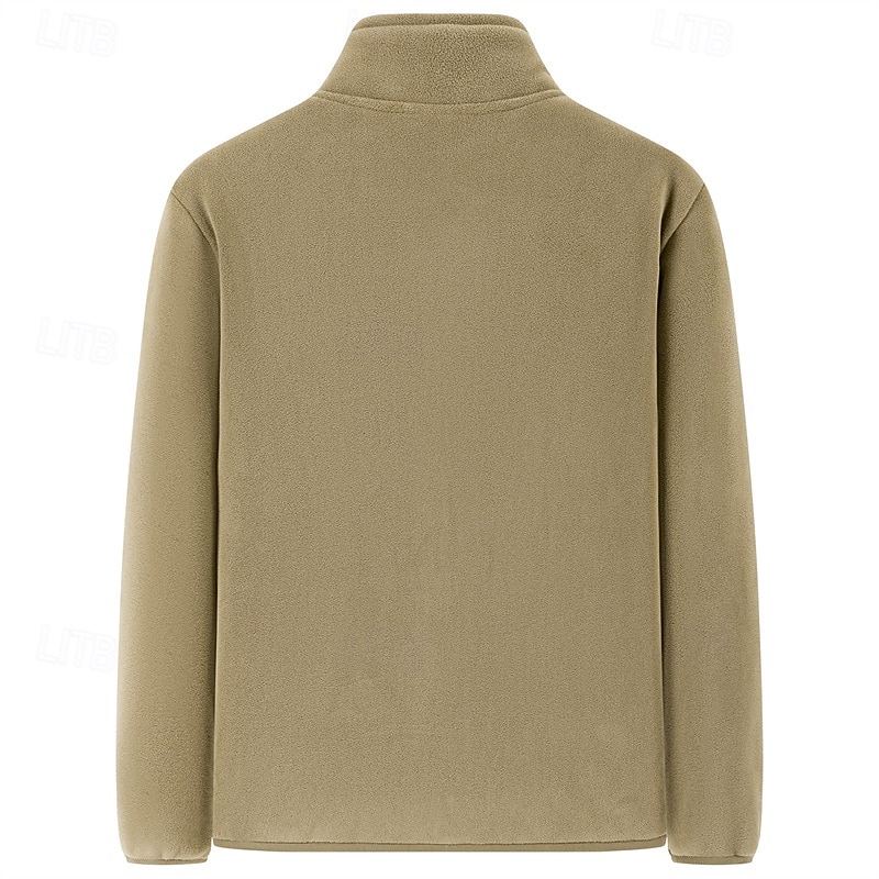 Voor heren Winterjack Fleecejack Vrijetijdsjas Vakantie Dagelijks Thermisch Warm Zak Fleece Herfst winter Effen Modieus Streetwear Opstaand Normaal Zwart Rood Khaki Leger Groen Donkerblauw Jacks 2026 - $41.99 –P6