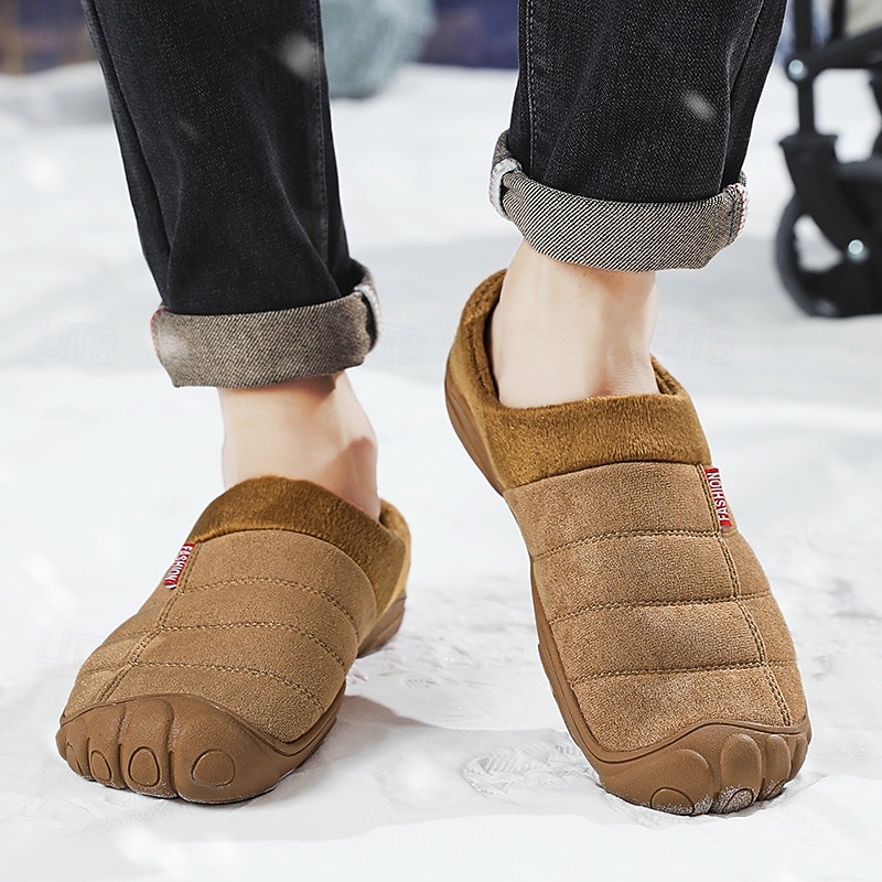 scarpe slip-on trapuntate marroni da uomo con fodera in pile: calzature calde e comode per l'inverno e le uscite informali del 2026 a $34.99 –P17
