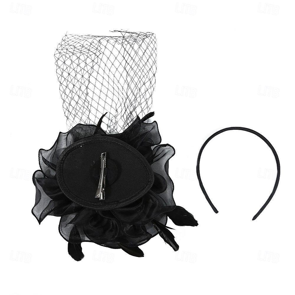 Ornamente de Cap Material Textil organza Pălărie Nuntă Petrecere ceai Cursă de cai cocktail Elegant Epocă Cu Pene Diadema Articole Pentru Cap 2026 - $16.49 –P5