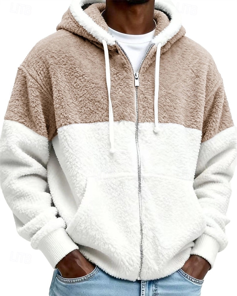 Per uomo Felpa con cappuccio Felpa con cappuccio a zip intera Felpe con cappuccio e zip Felpa con cappuccio in pile Nero Blu Reale Grigio Con Cappuccio Blocco di colori Patchwork Tasca Quotidiano del 2026 a $34.99 –P9