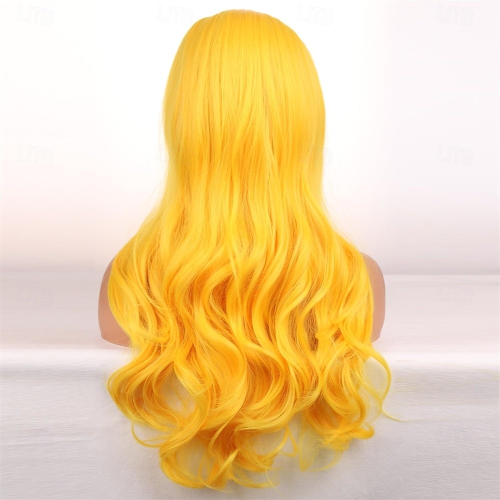 Karnevalsperücke 2026 Gelb Lockig Gewellt Lang Synthetische Festivalperücke Karneval Parade Cosplay-Kostümfrisur für Damen 2026 - $21.99 –P2