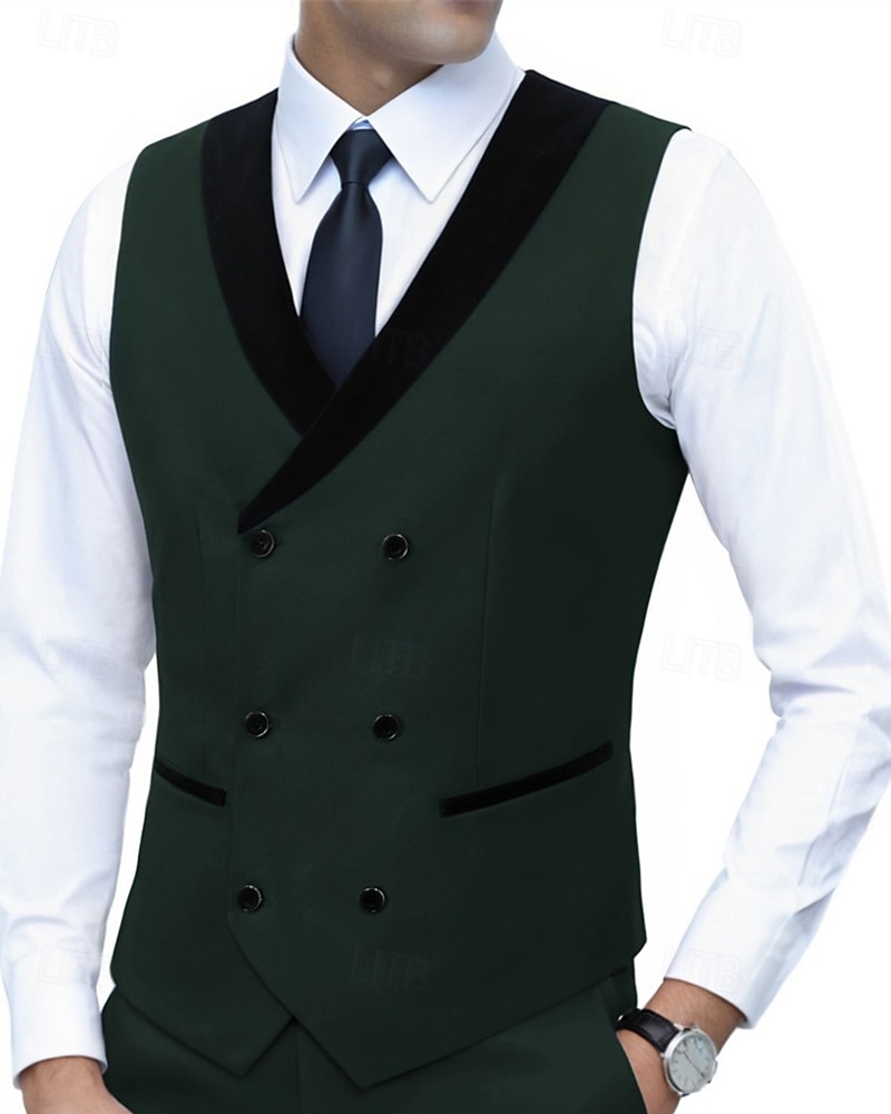 Ανδρικά Veste Γιλέκο Gilet Επιχείρηση Διακοπές Πάρτι Μοντέρνα Καθημερινό Άνοιξη Φθινόπωρο Τσέπη Κουμπιά Πολυεστέρας Άνετο Σκέτο Σταυρωτό Λαιμόκοψη V Κανονικό Θαλασσί Μαύρο Λευκό Ρουμπίνι Γιλέκο 2026 - $35.99 –P7