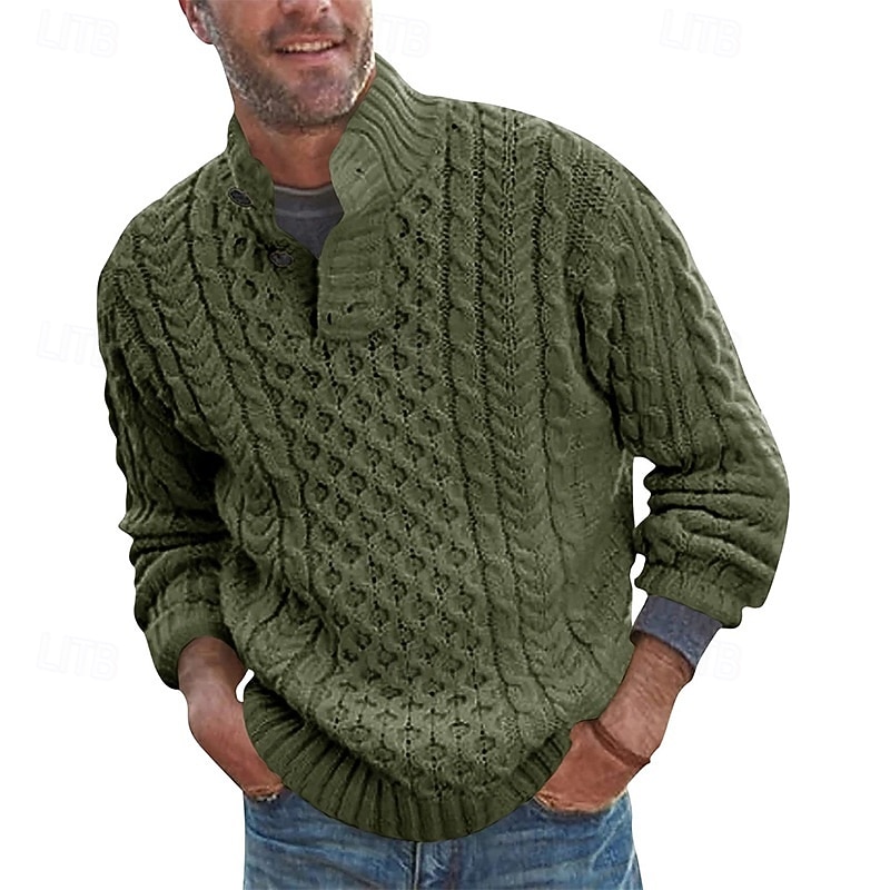 Hombre Pulóveres Suéter de punto Estriado Cable Tejer Tops regulares De Punto Ajustado Plano Escote Chino Prendas de punto Moderno Casual Ropa Cotidiana Ropa Otoño invierno Negro Blanco M L XL 2026 - $39.99 –P5