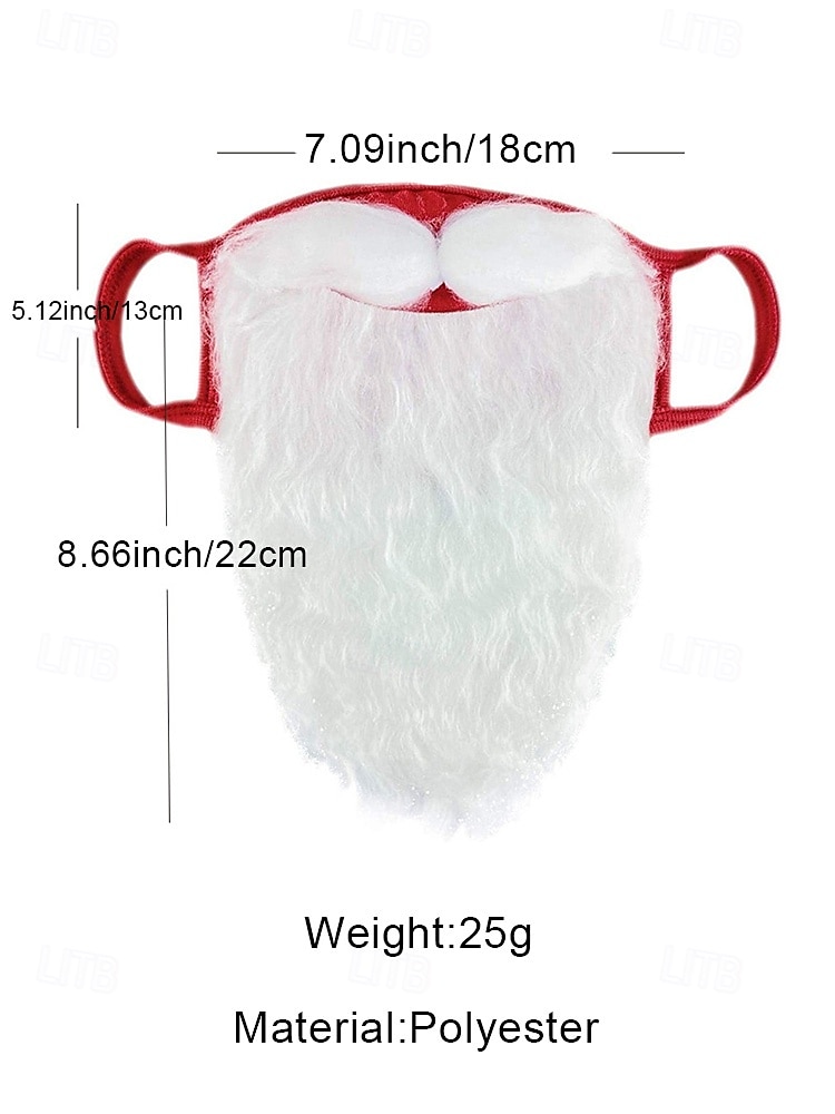 Мужской рождественский комплект из шапки Санты и маски с бородой, красная плюшевая шапка с белым мехом, удобная маска для лица, аксессуар для праздничного костюма для рождественских вечеринок и праздничных мероприятий 2026 - $11.99 –P8