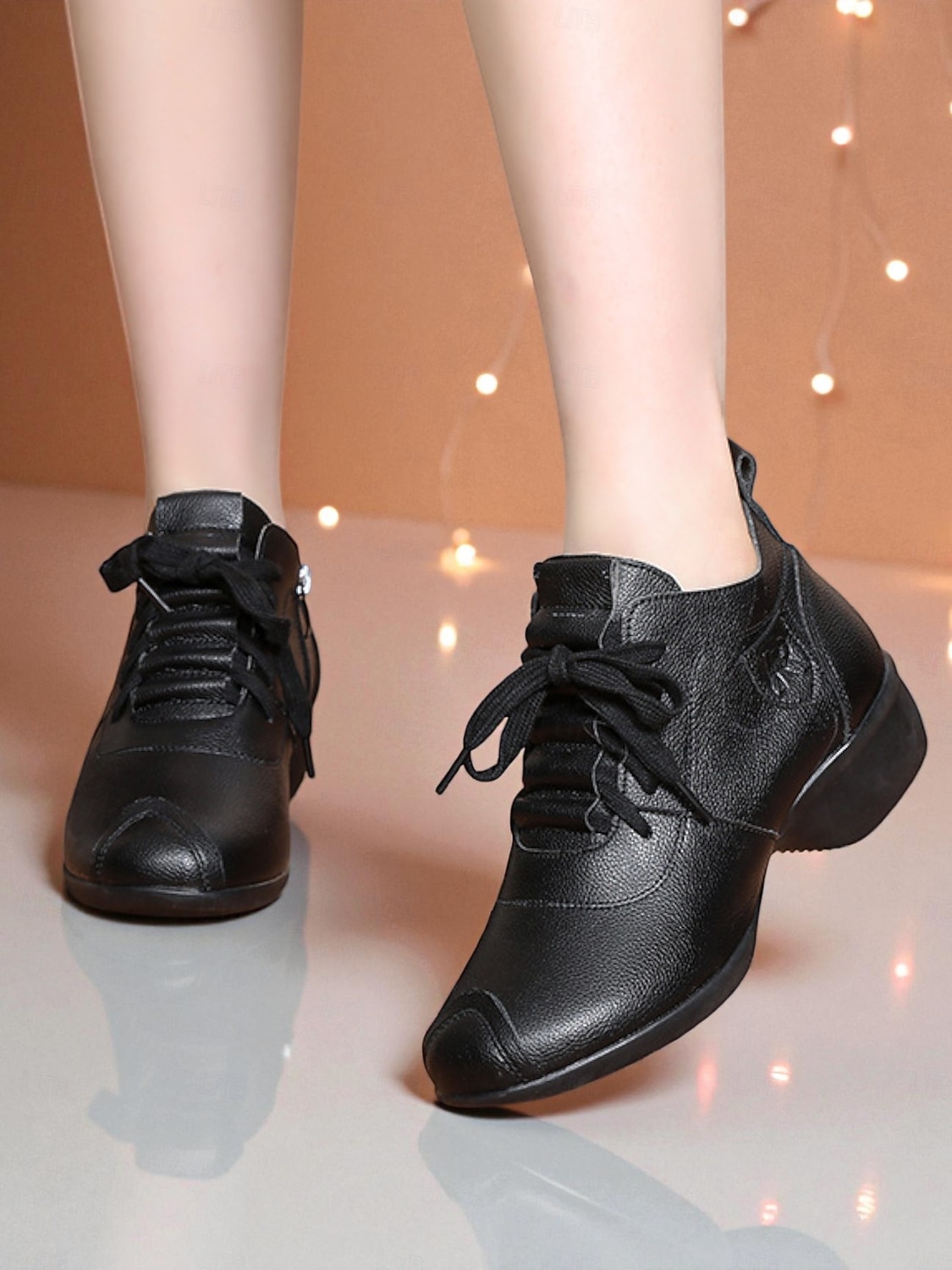 Zapatos de baile de piel color burdeos para mujer: cómodos tacones con cordones para la práctica de bailes de salón, latinos y jazz. 2026 - $46.99 –P8