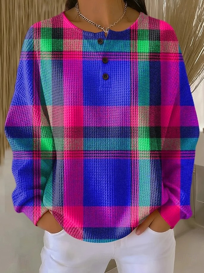 Per donna Felpa Pullover Geometrico A righe Casual Manica Lunga Girocollo Top Regolari Casuale Abbigliamento Quotidiano Blu Viola Verde Autunno del 2026 a $28.99 –P3