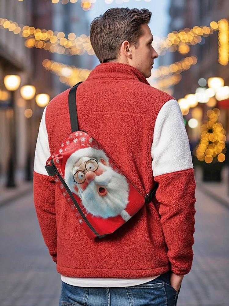 Men's Christmas Sling Bag - Multiple Fun Patterns, Santa, Reindeer & Gingerbread Designs, Adjustable Strap, Perfect for Holiday Gifts, Casual Wear and Festive Occasions. 2026 - $24.99 –P2