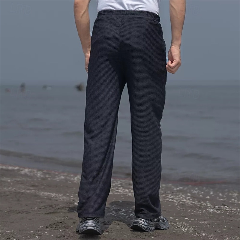 Men's Sweatpants Trousers Baggy Pants Straight Leg Sweatpants Waffle Pants Drawstring Pocket Elastic Waist Plain Comfort Soft Outdoor Daily Holiday Fashion Classic Style Black White Micro-elastic 2026 - $24.99 –P18