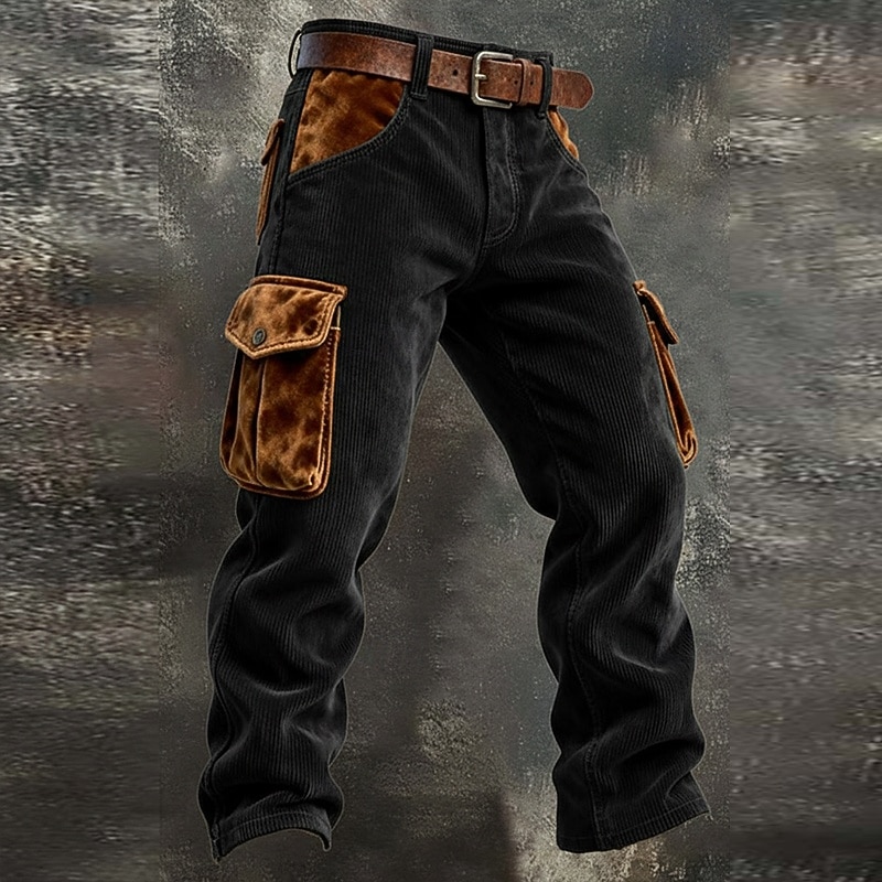 Homens Calças Cargo Calça cargo Calças de Veludo Calças de trabalho Calça casual Cintura elástica Bolso multi Perna reta Bloco de cor Retalhos Respirável Comprimento total Ao ar livre Casual Diário de 2026 por zł113.42 –P4
