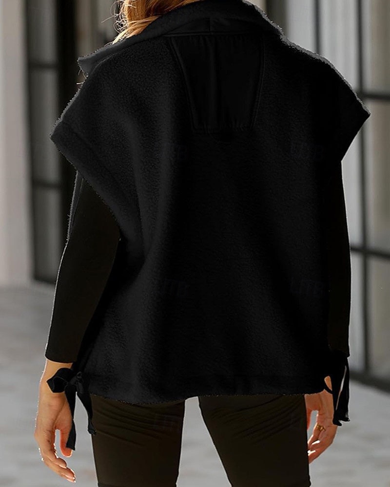 Per donna Gilet in pile Gilet Caldo Confortevole Tasca Bottoni Casual Tinta unica Vacanza Streetwear Casuale Abbigliamento quotidiano Regolare Collo ripiegato Vestibilità regolare Senza Maniche del 2026 a $47.99 –P2