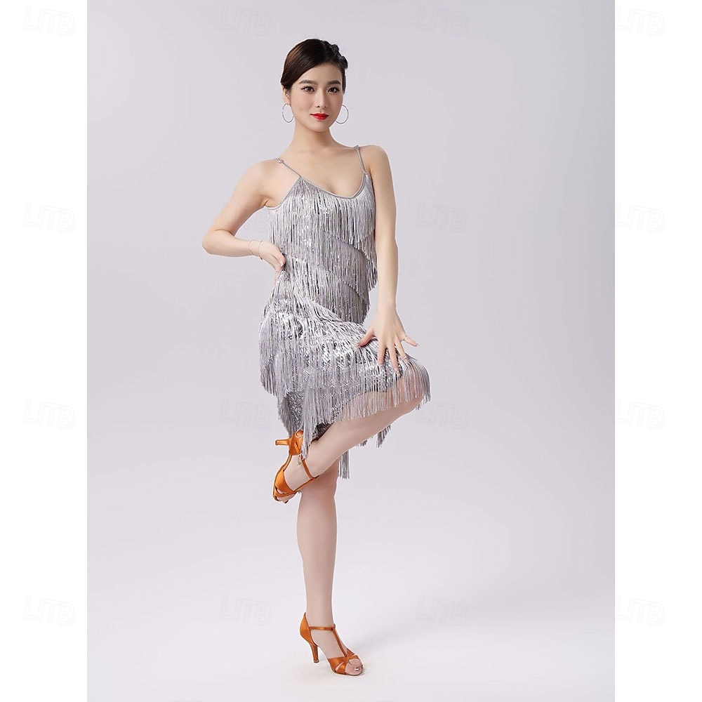 Samba Dancewear Ženské salsa latinské taneční šaty se třásněmi a flitry kostým pro ballroom tanec na karneval 2026 - $50.99 –P7