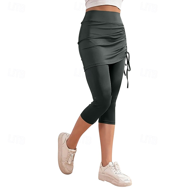 Mujer Color sólido Falda casual Falda con leggings Frunce Correa Eslático Transpirable Tenis pepinillo Corriendo Prendas de abajo Gris oscuro Negro Rosa Ropa de tenis 2026 - $15.49 –P2