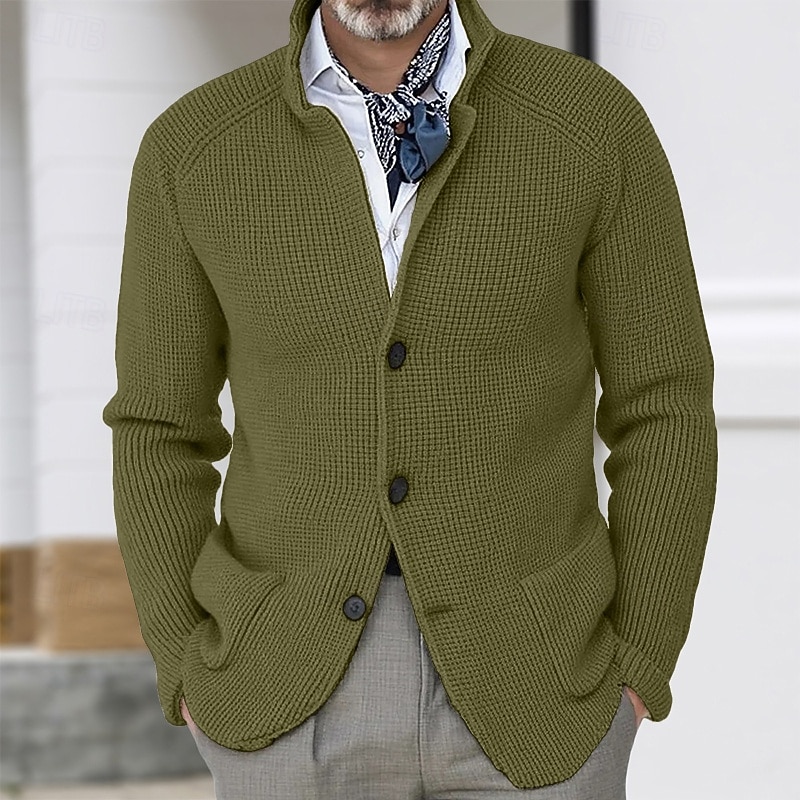 Per uomo Felpa Cardigan A Coste Maglia Top Regolari Lavorato a maglia Bottonato Semplice Colletto Mao Vacanza Moda Casuale Abbigliamento quotidiano Abbigliamento Primavera & Autunno Blu Nero S M L del 2026 a $30.99 –P6