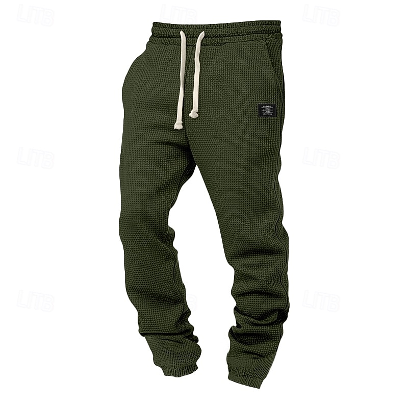 Men's Waffle Sweatpants Joggers Trousers Casual Pants Drawstring Elastic Cuff Solid Color Comfort Full Length Daily Outdoor Streetwear Vacation Fashion Black White Micro-elastic 2026 - $22.99 –P8
