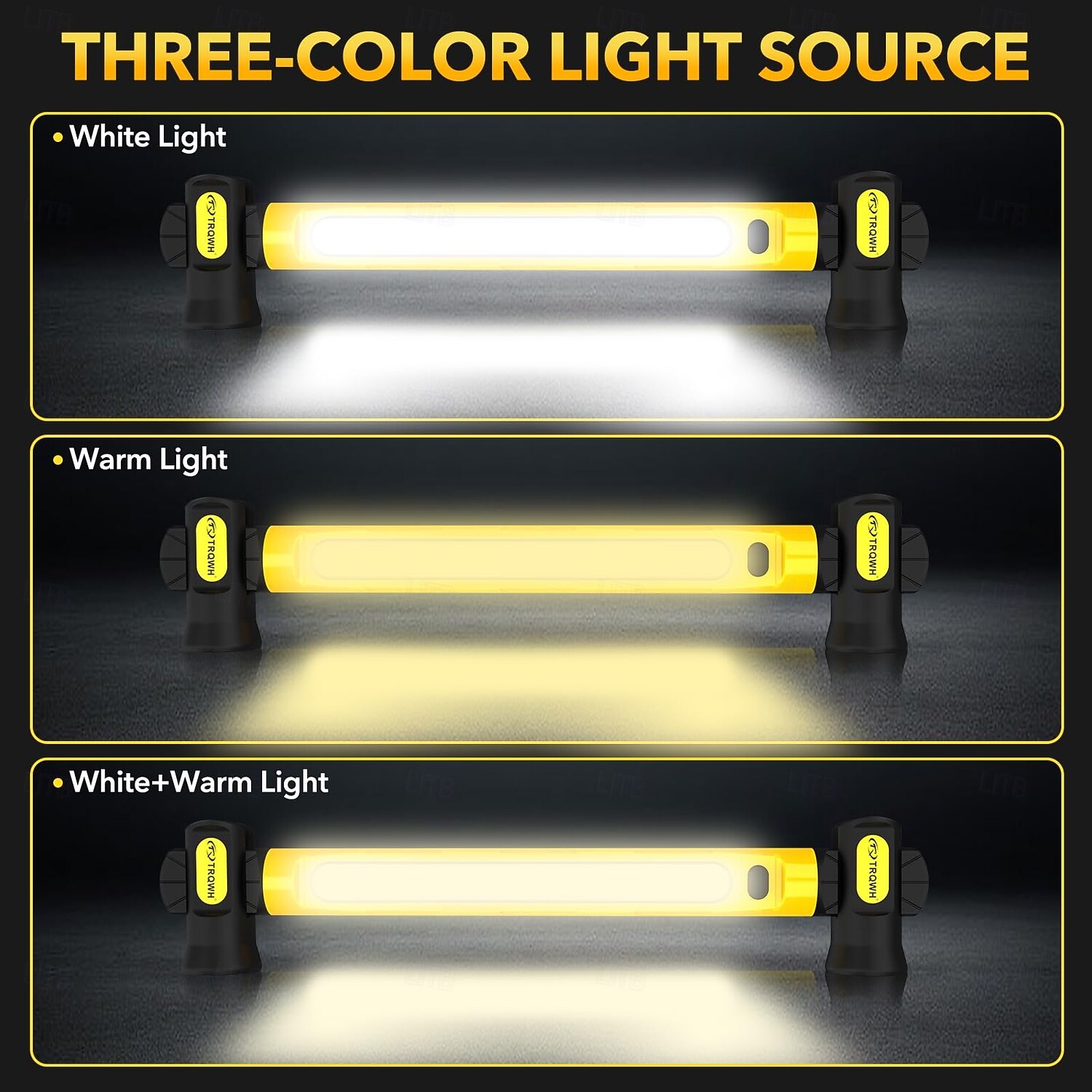 Pracovní světlo pro mechaniky pod kapotu s háčky - 3200lm 6000mah dobíjecí přenosné magnetické LED pracovní světlo pro opravu auta, garáž, dílnu, kempování, žluté 2026 - $69.99 –P4