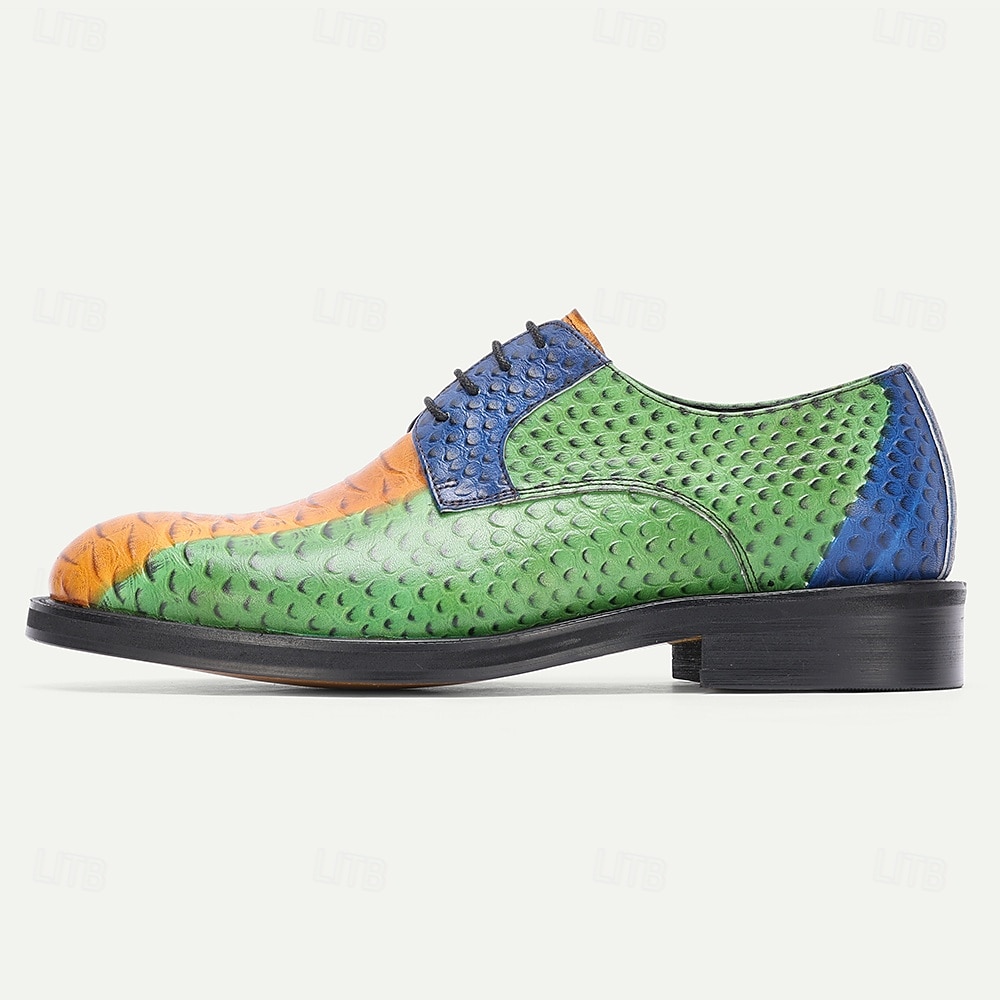 Men's Green and Tan Leather Dress Shoes – Unique and Trendy Design, Ideal for Special Occasions, Fashion-forward Events and Office Wear 2026 - €87.99 –P4
