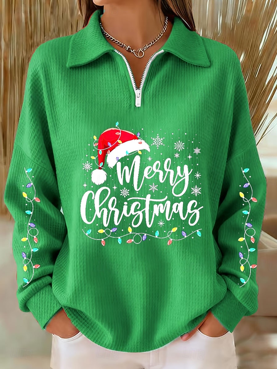 Női Pulóver pulóver Grafika Karácsonyfa Alkalmi Hosszú ujj Fél cipzár Normál felsők Hétköznapi Sport Szabadság Medence Fekete Arcpír rózsaszín Rubin Lóhere Ősz Tél 2025 - $32.99 –P1