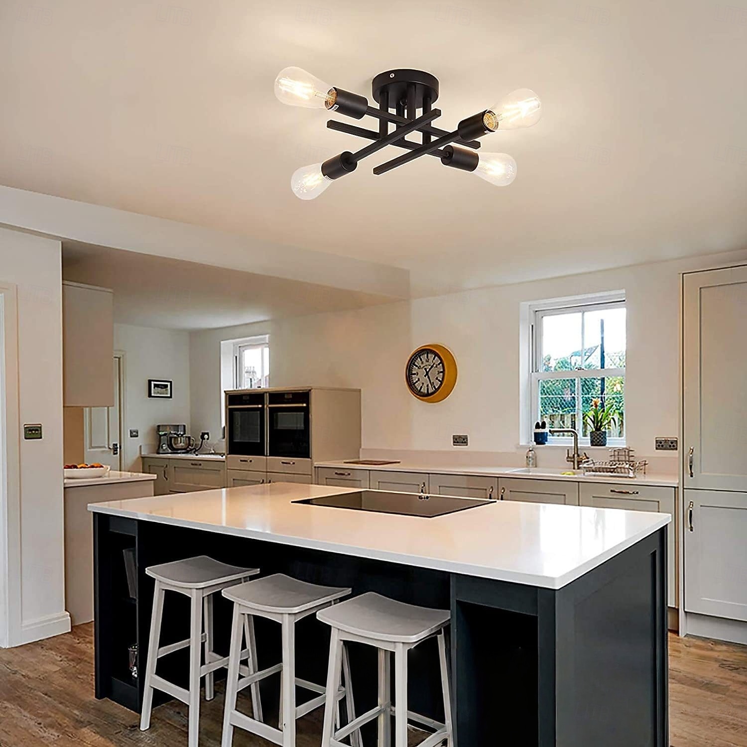 4-אור 6-אור 30 cm עיצוב קו מרובע נורות תקרה מתכת מסורתי / קלסי סגנון נורדי 110-265V 2026 - $79.99 –P1