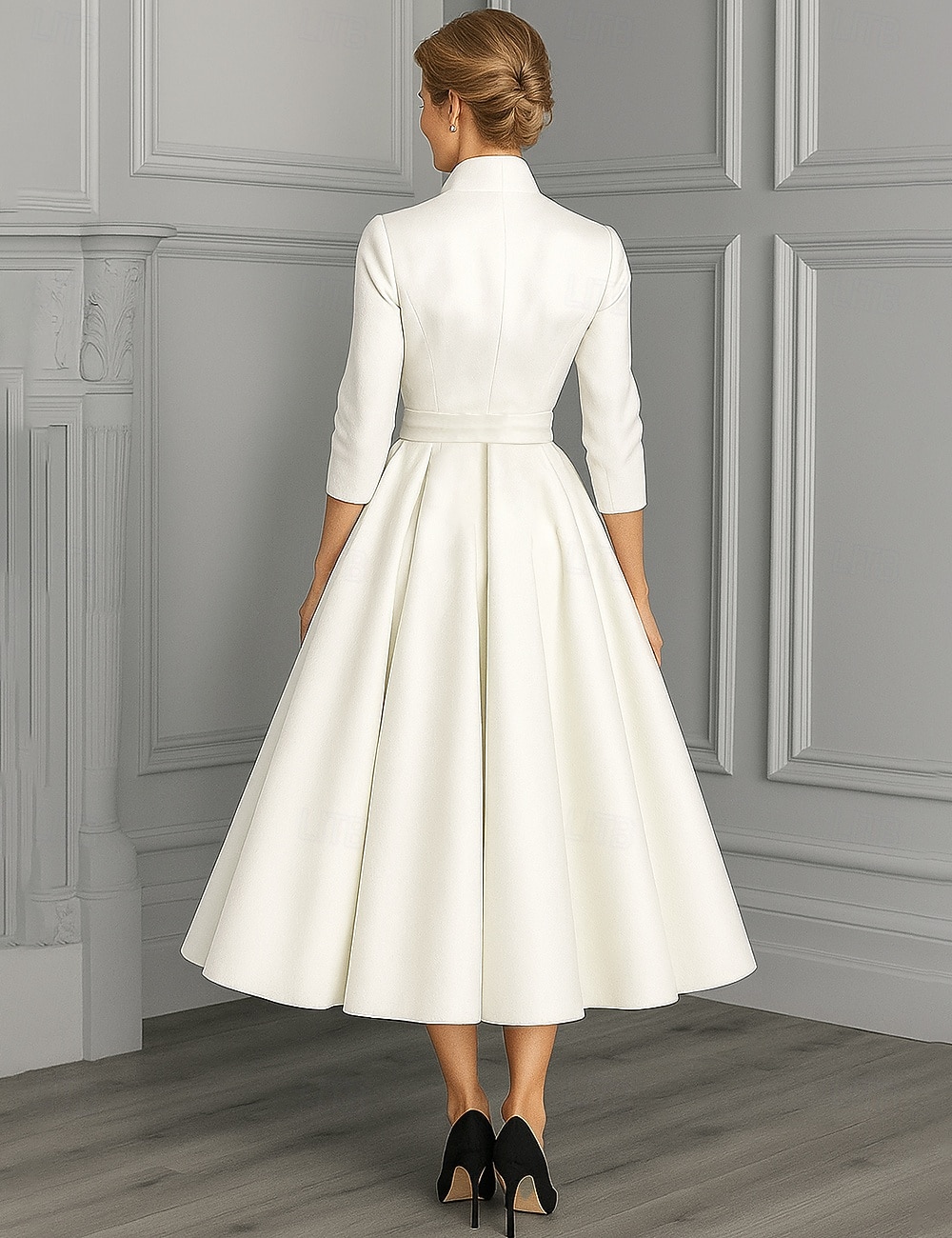 А-силуэт До щиколотки Платье для вечеринки Коктейльные платья Свадебное платье для гостей Платье для матери невесты Длинный рукав V-образный вырез Элегантный стиль Винтаж Для вечеринки 2026 - $87.99 –P2