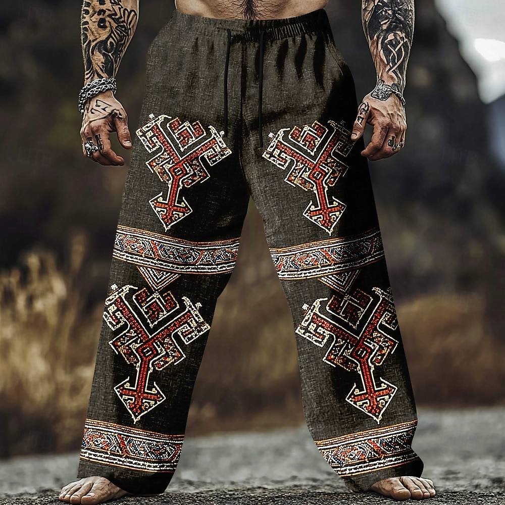 Per uomo Motivo Geometrico Vichingo Arte celtica Pantaloni Pantaloni casual Pantaloni Larghi Misura del girovita medio Vintage Retrò Casuale All'aperto Coulisse elastica in vita Pantaloni tipo lino del 2026 a $27.99 –P1