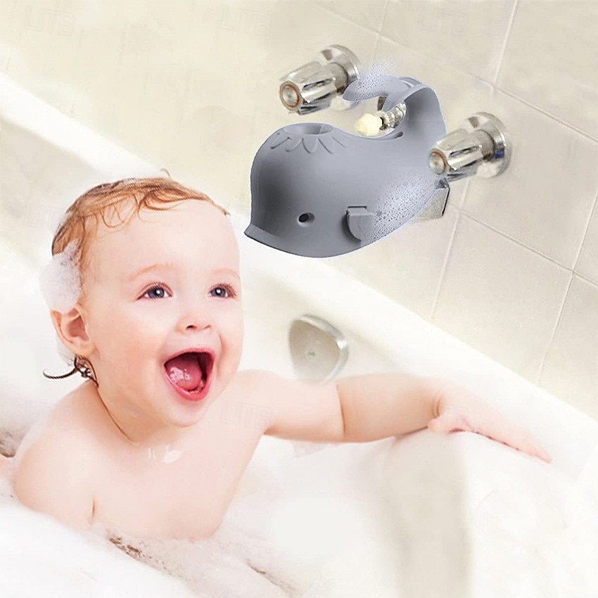Cubierta de grifo de bañera de silicona con forma de ballena: suave, duradera y segura para los más pequeños, azul &Opciones grises, ideales para la seguridad del baño y el tiempo de juego, cubierta 2026 - $16.99 –P3