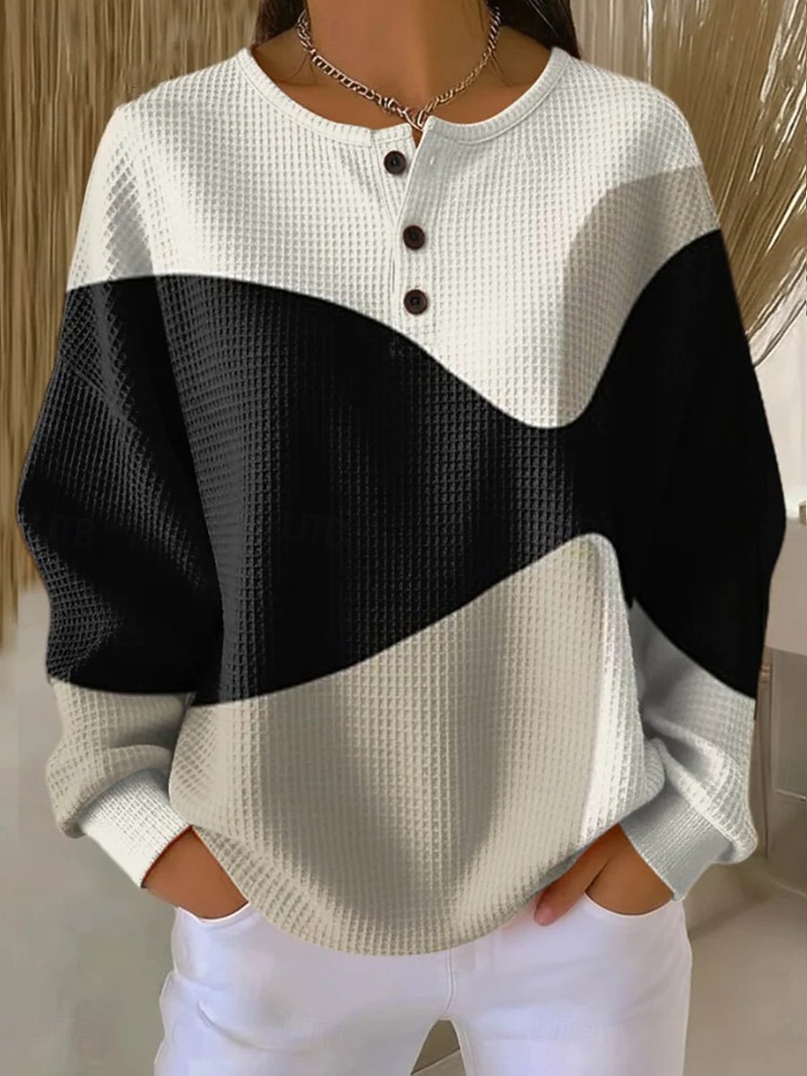 Damen Pullover Sweatshirt Lässig Langarm Rundhals Normale Oberteile Lässig Ferien Blau Schwarz Rote Leicht Braun Dunkelblau Frühling Herbst 2026 - $28.99 –P3