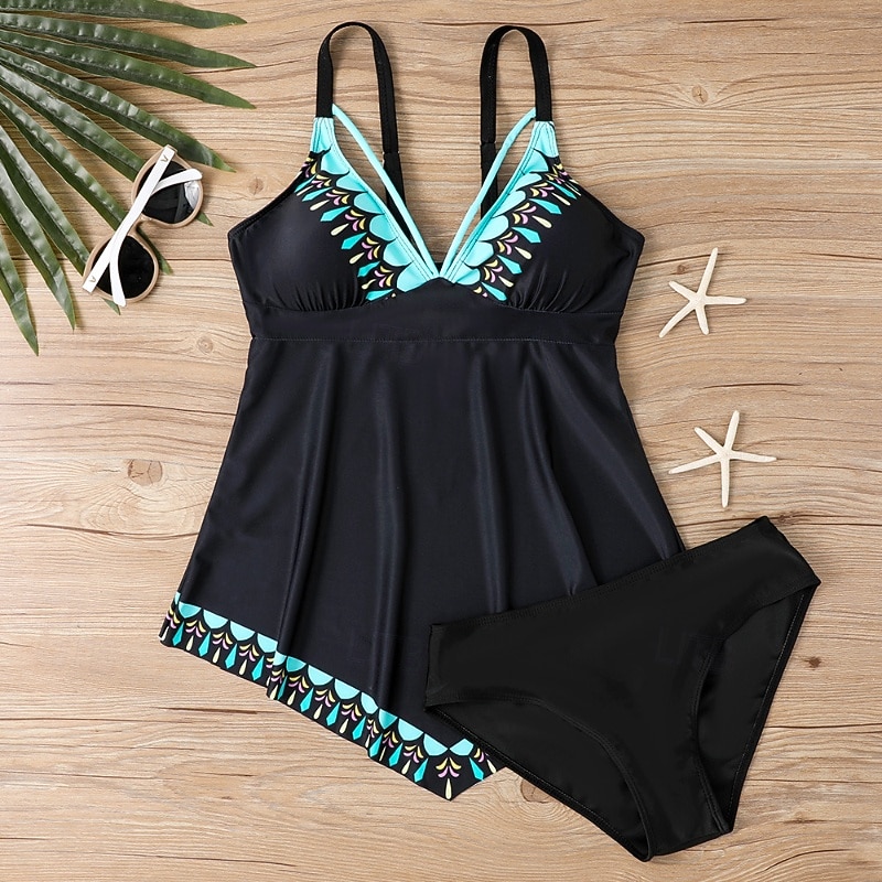 Mulheres Roupa de Banho 2 partes Slip roupa de banho Frente Única Férias Roupa de Praia Floral Decote V Sem Manga Fatos de banho de 2026 por $28.99 –P15