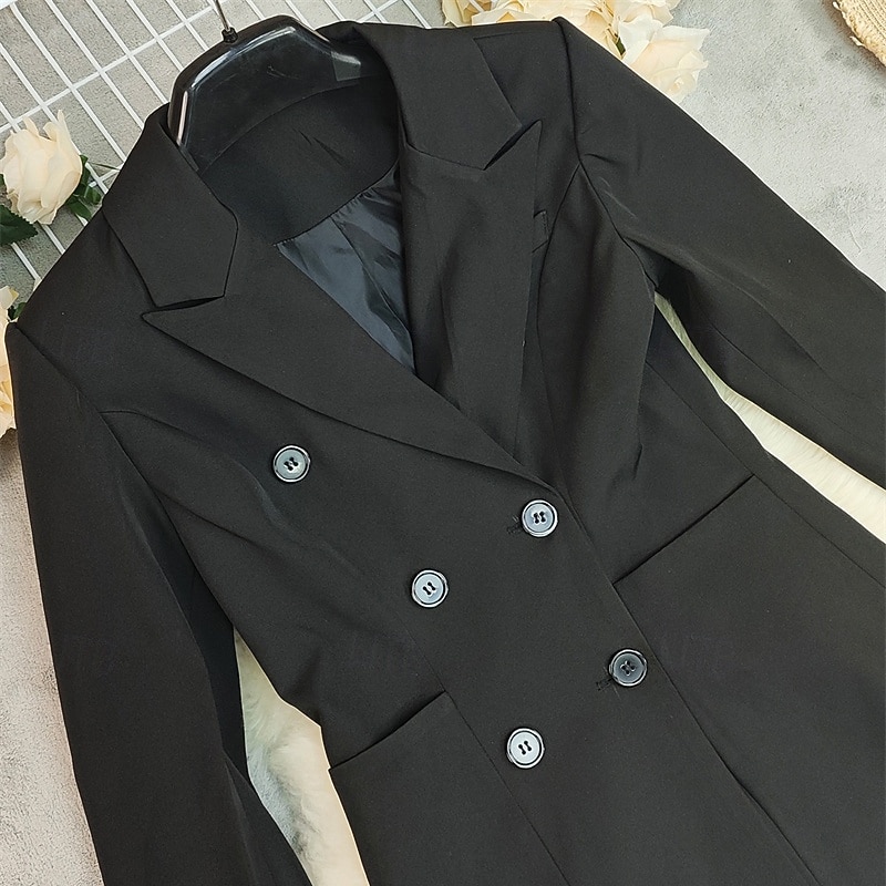 Pentru femei Blazer Sacou Comfortabil Nasturi Modă Casual Culoare solidă Stradă Purtare Zilnică Ieșire Sfârșit de săptămână Regulat Răsfrânt Fit regulat Manșon Lung Îmbrăcăminte exterioară Negru 2026 - $52.99 –P8