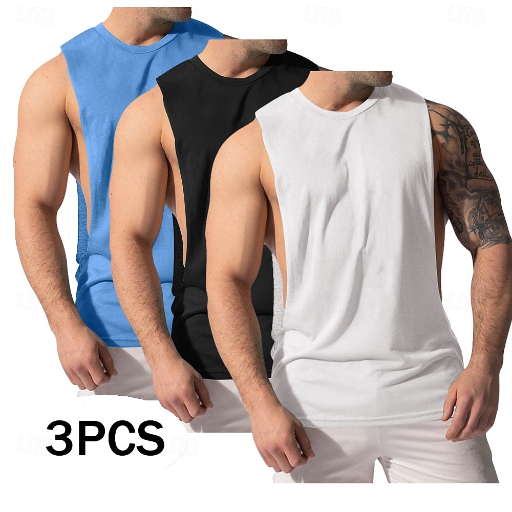 Homens Malha Íntima Colete Camiseta Interior camisa sem manga Sem Manga Decote V Decote Redondo Verão Tecido Moda Clássico Confortável 3 Peças Multi-pack Rua Casual Esportes A B C Top Tee para Homens de 2026 por $29.99 –P1