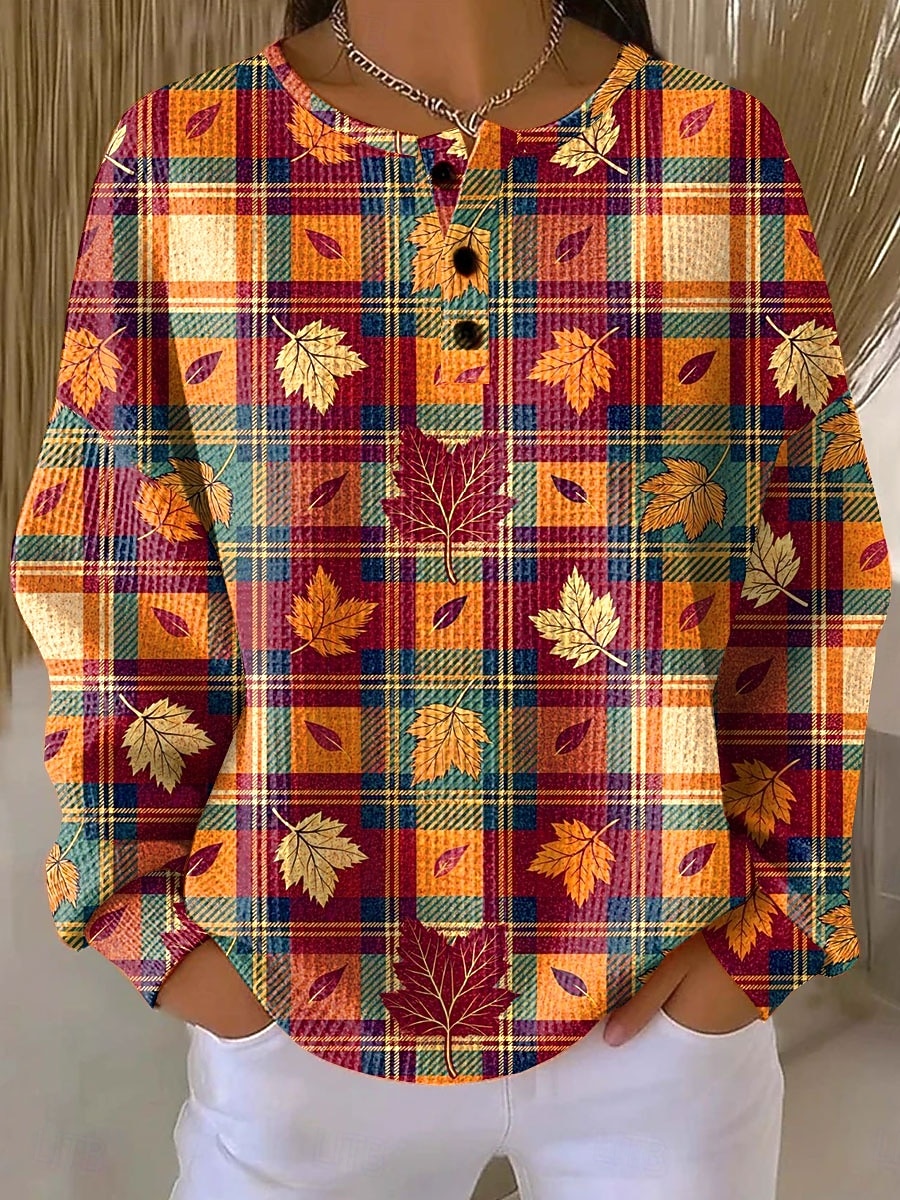 Γυναικεία Φούτερ πουλόβερ Κουμπιά Στάμπα Φλοράλ Γραφική Γεωμετρικό Βίντατζ Καθημερινό Μακρυμάνικο Στρογγυλή Ψηλή Λαιμόκοψη Κανονικά μπλουζάκια Causal Δρόμος Καθημερινή Ένδυση 2026 - $28.99 –P4