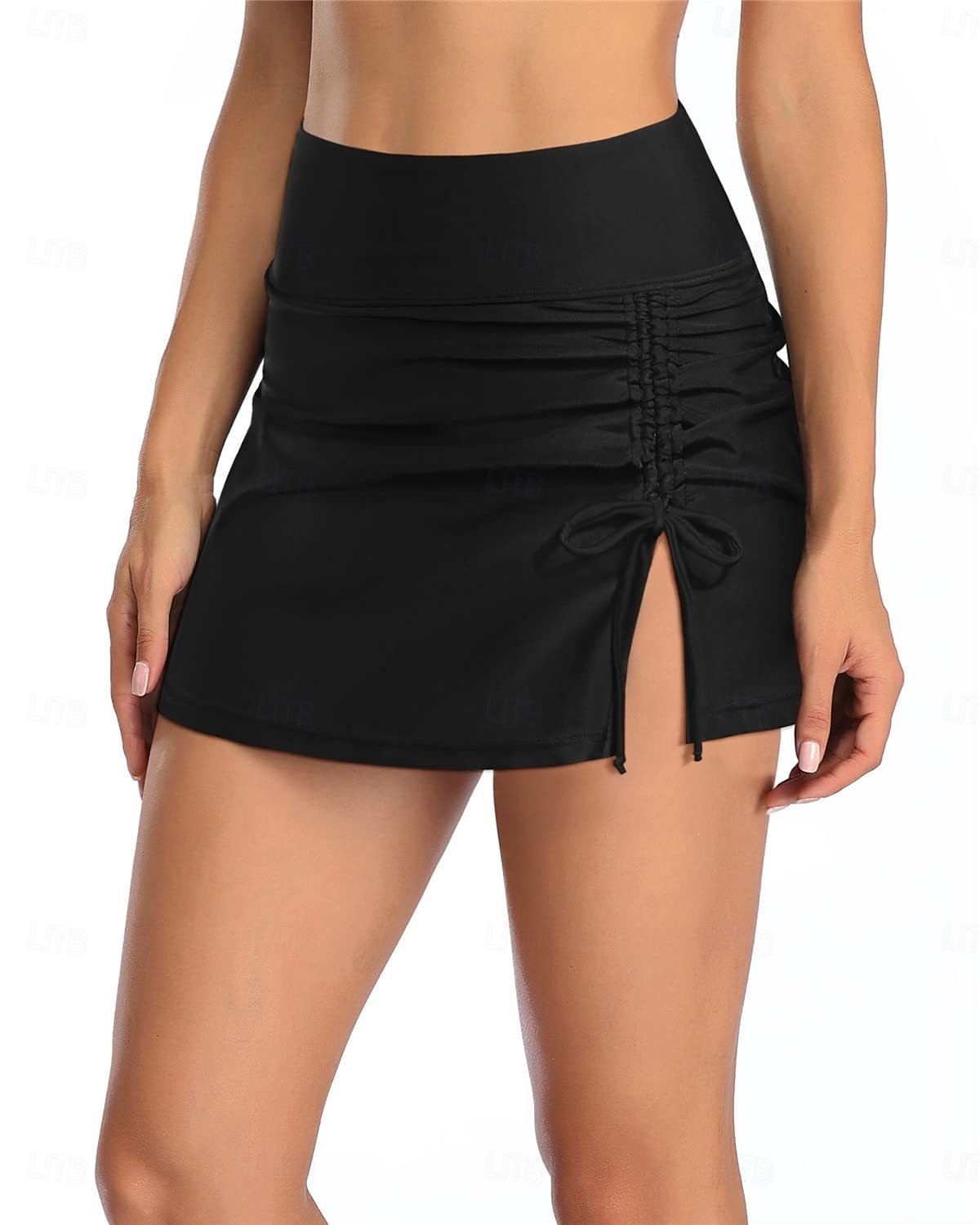 2026年 ウィメンズ ストレッチ ボクサーショーツ 水着 スカート付き ストレッチ ボクサーショーツ スカート ハイウエスト バケーション ビーチウェア 無地 ノースリーブ 水着  コレクション – $22.99 –P2