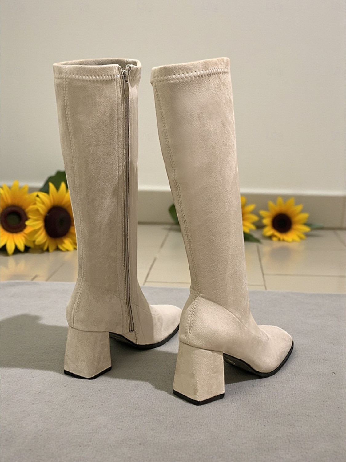 stivali sopra il ginocchio da donna in pelle scamosciata con chiusura a cerniera, tacco a blocco, comodi ed eleganti per l'inverno o le uscite casual del 2026 a $42.99 –P2