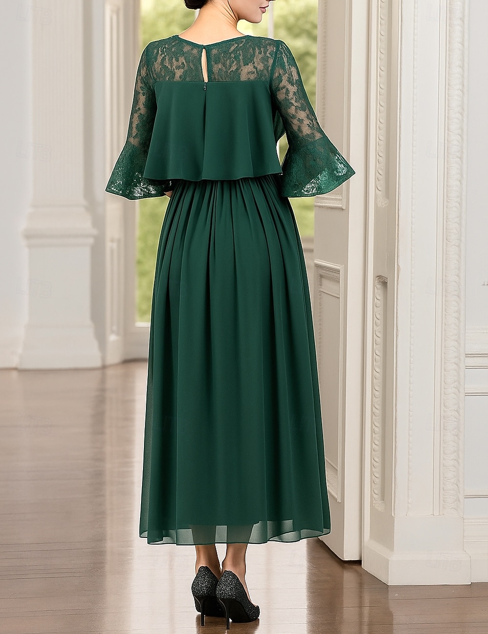 Vestido de Fiesta en Línea A de Longitud de Té Ankle Length Vestido de Cóctel Vestido de Invitada de Boda Vestido de Madre de la Novia de Manga Larga Cuello Redondo Fiesta Elegante Vintage con 2026 - $91.99 –P2
