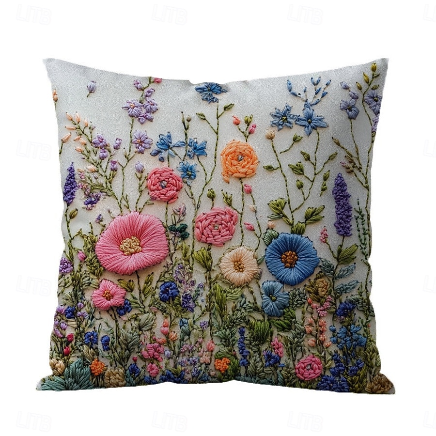Floral Pattern Pillow Cover 2D Flat Print Soft Comfortable Cushion Case with Faux embroidery for Living Room Sofa Bedroom Home Decoration 2026 - $9.99 –P5