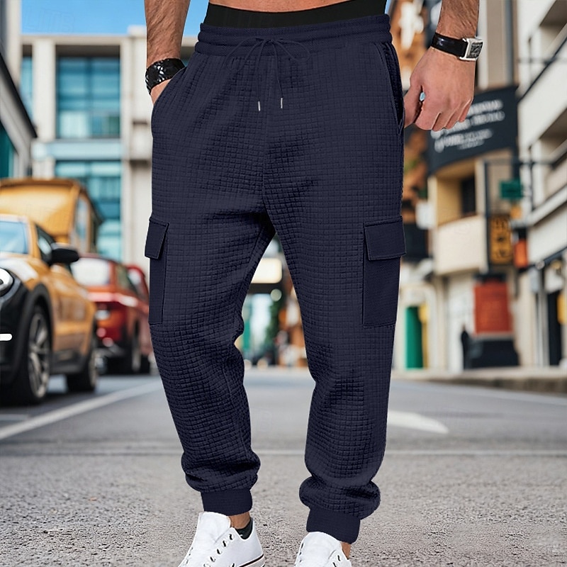 Bărbați Pantaloni de sport cargo Pantaloni Sport Joggeri Pantaloni Pantaloni Waffle Cordon Buzunar Talie elastică Simplu Confort Απαλό Zilnic În aer liber Concediu Vacanță Modă Negru Verde Militar 2026 - $25.99 –P9