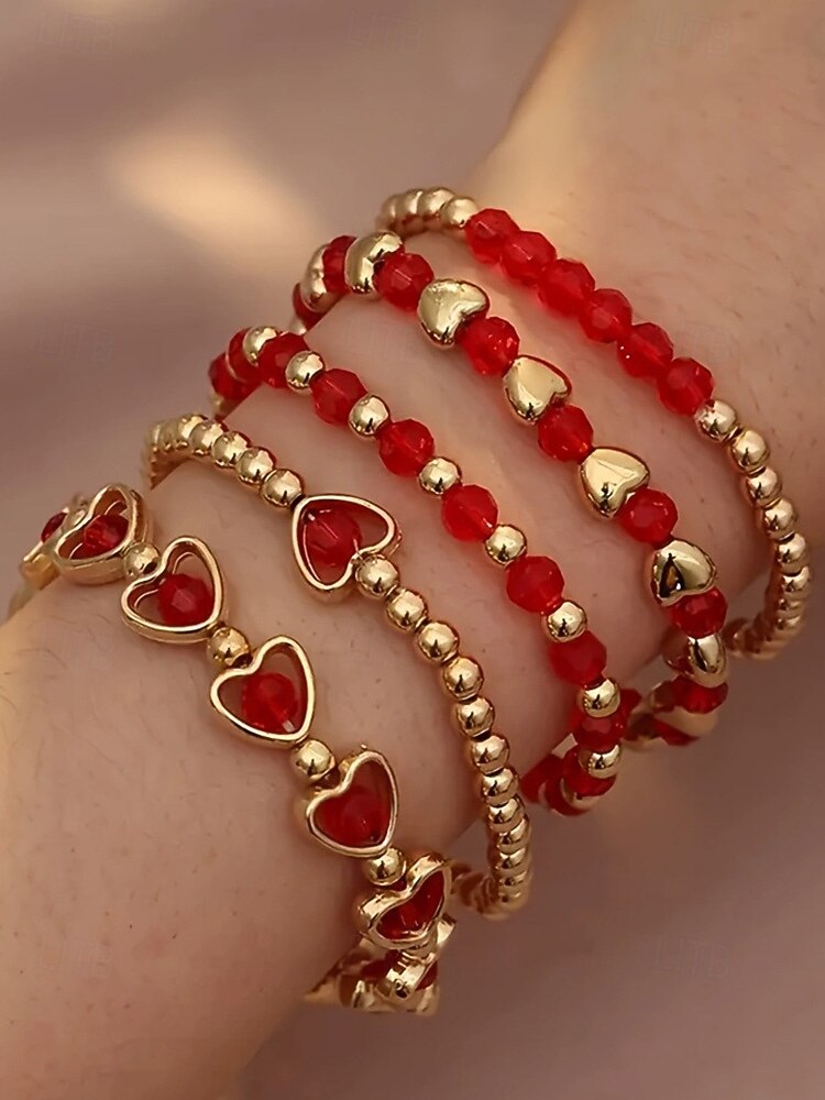 Женский рождественский браслет из бусин с вишневой тематикой, красный и золотой, идеальный подарок на праздник 2026 - $9.99 –P7