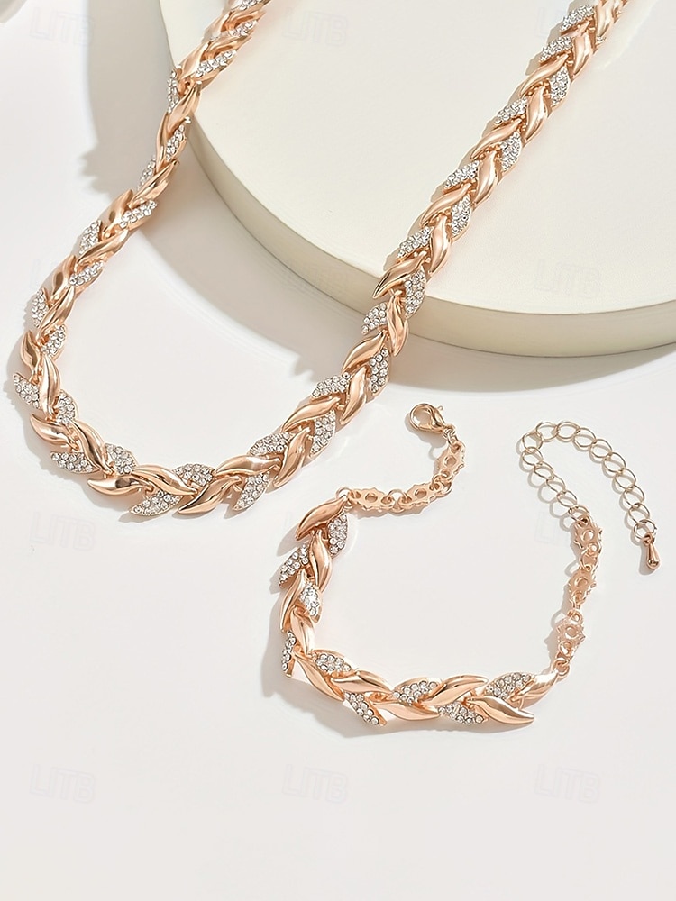 Halsband och armband i zirkonlegering för kvinnor – elegant guld- och silverfärgad, perfekt för speciella tillfällen och presenter 2026 - $11.99 –P5