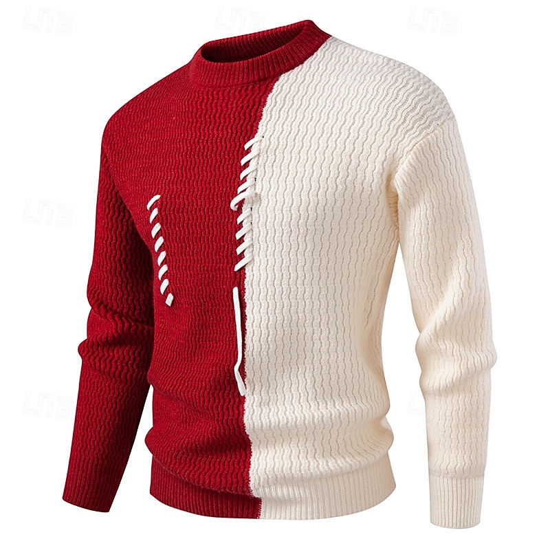 Hombre Pulóveres Suéter de punto Suéter desgastado Estriado Tejer Tops regulares Retazos Bloque de Color Plano Cuello Barco Prendas de punto Moderno Casual Ropa Cotidiana Ropa Otoño invierno Negro 2026 - $34.99 –P4